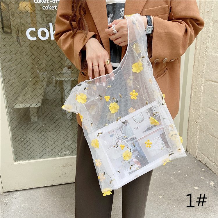 花柄 ショッピングバッグ 収納バッグ 折りたたみバッグ 小物収納 刺繍バッグ エコバッグ