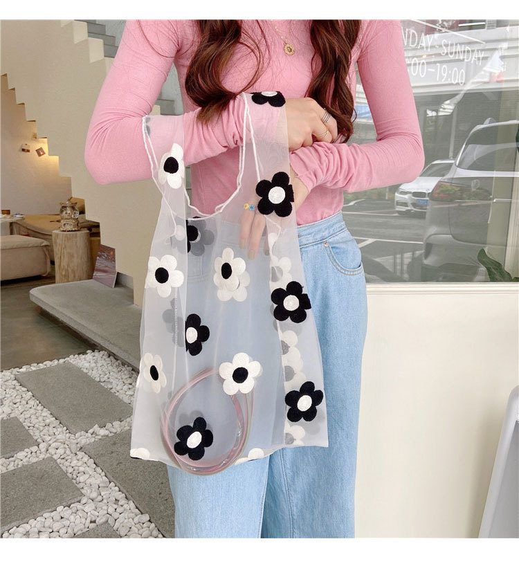 花柄 エコバッグ ショッピングバッグ 収納バッグ 折りたたみバッグ 小物収納 刺繍バッグ