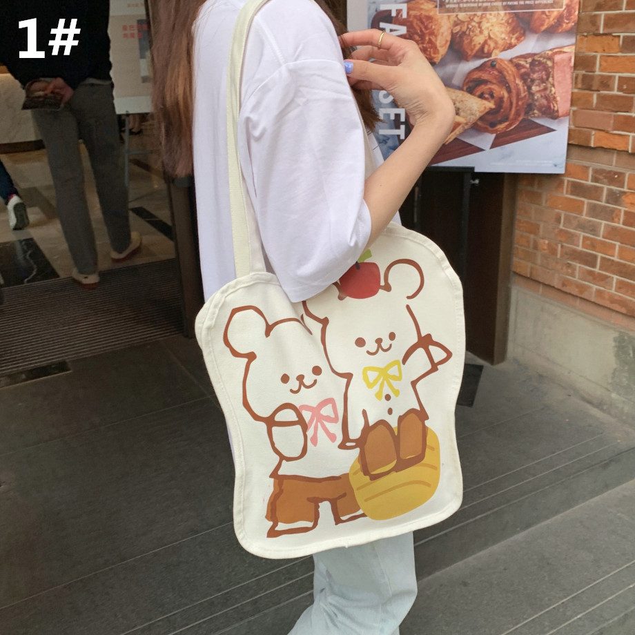 熊 ショッピングバッグ トートバッグ ショルダーバッグ 韓国風 エコバッグ アウトドア レジャー