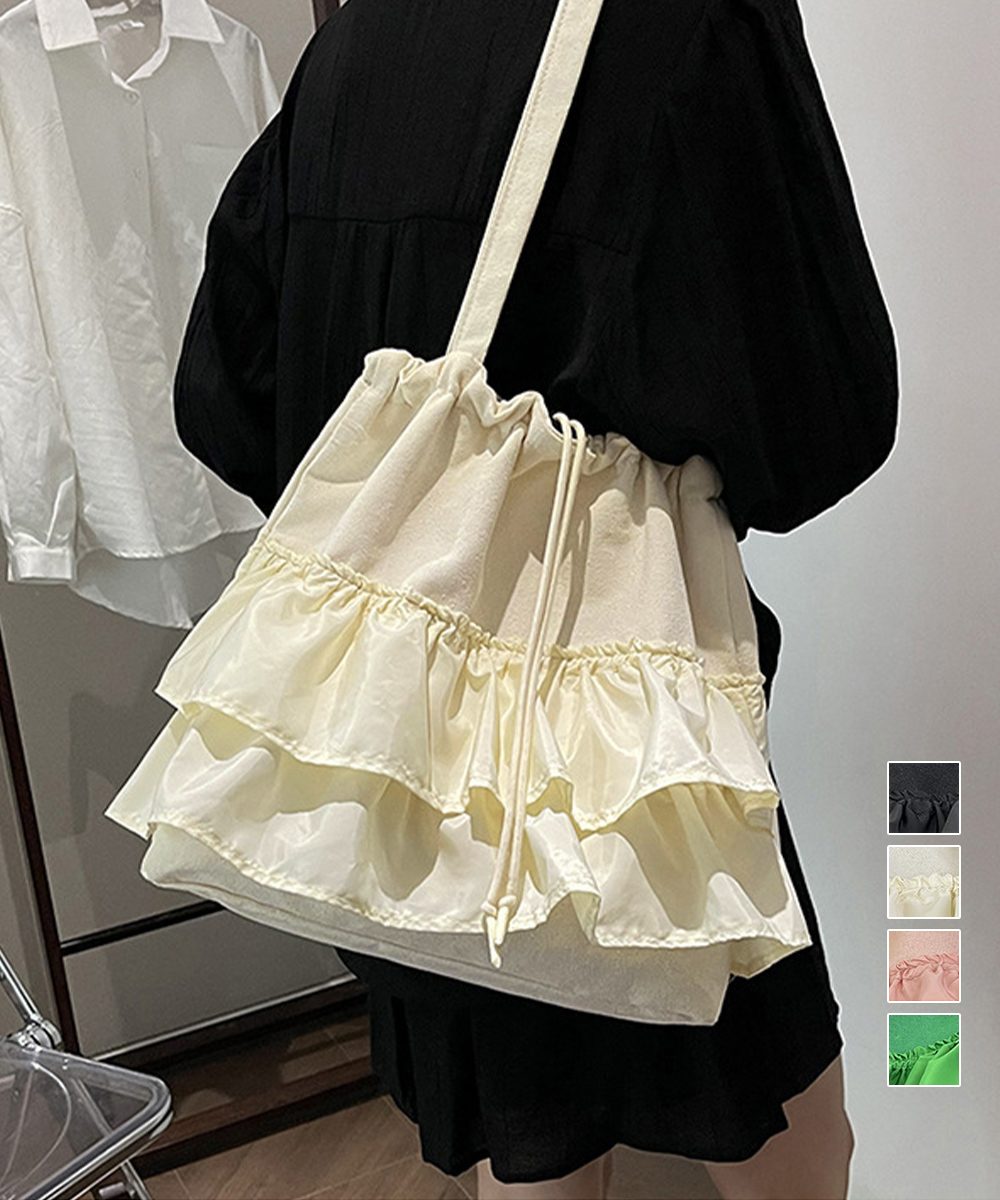 ティアードフリルトートバッグ キャンバス