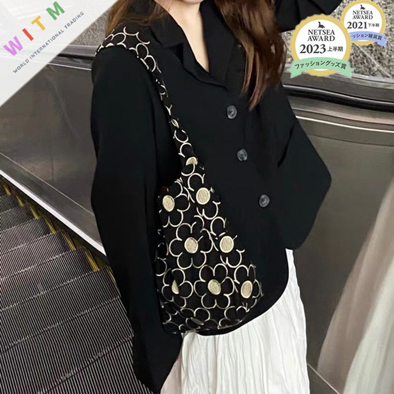 刺繍 手提げバッグ ショッピングバッグ 肩掛けバッグ 大容量 通勤 カバン レディース