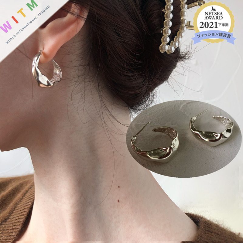 円形 韓国風 ピアス イアリング 925シルバー 金属アレルギー対応 アクセサリー 不規則 シンプル レディース