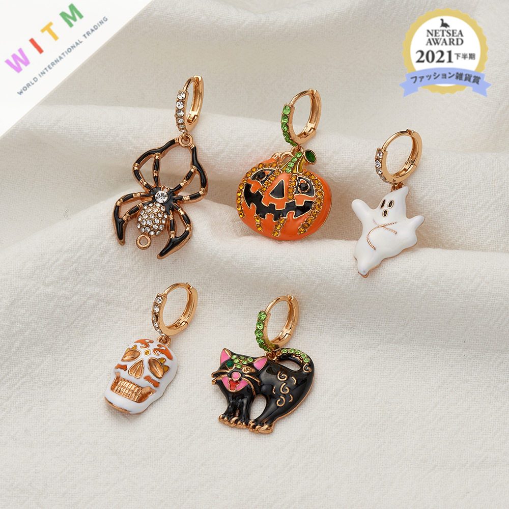 Halloween ハロウィンピアス 髑髏 かぼち 幽霊 クモ 耳飾り アクリル 925シルバー レディース 上品