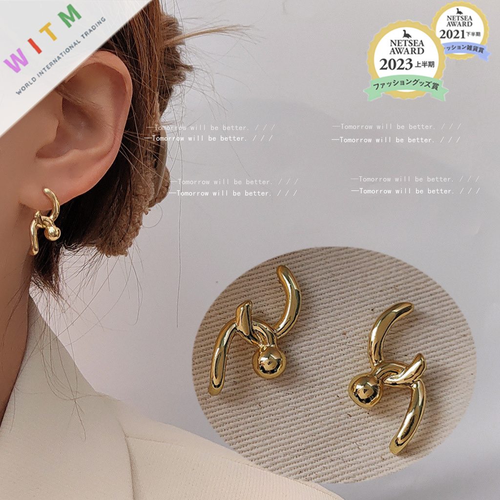 ピアス 個性 14K イアリング レディー 高級感 ファッション 金属アレルギー対応 設計感