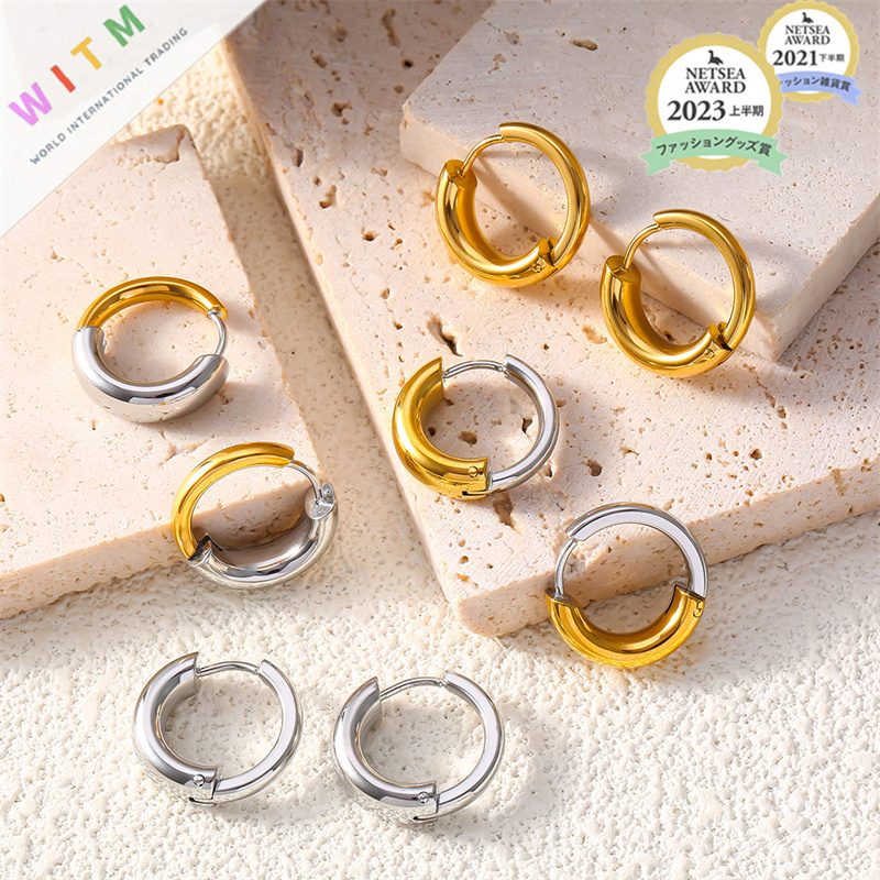 18kコーティング ピアス 丸デザイン アクセサリー ステンレス 金属アレルギー対応 レディース