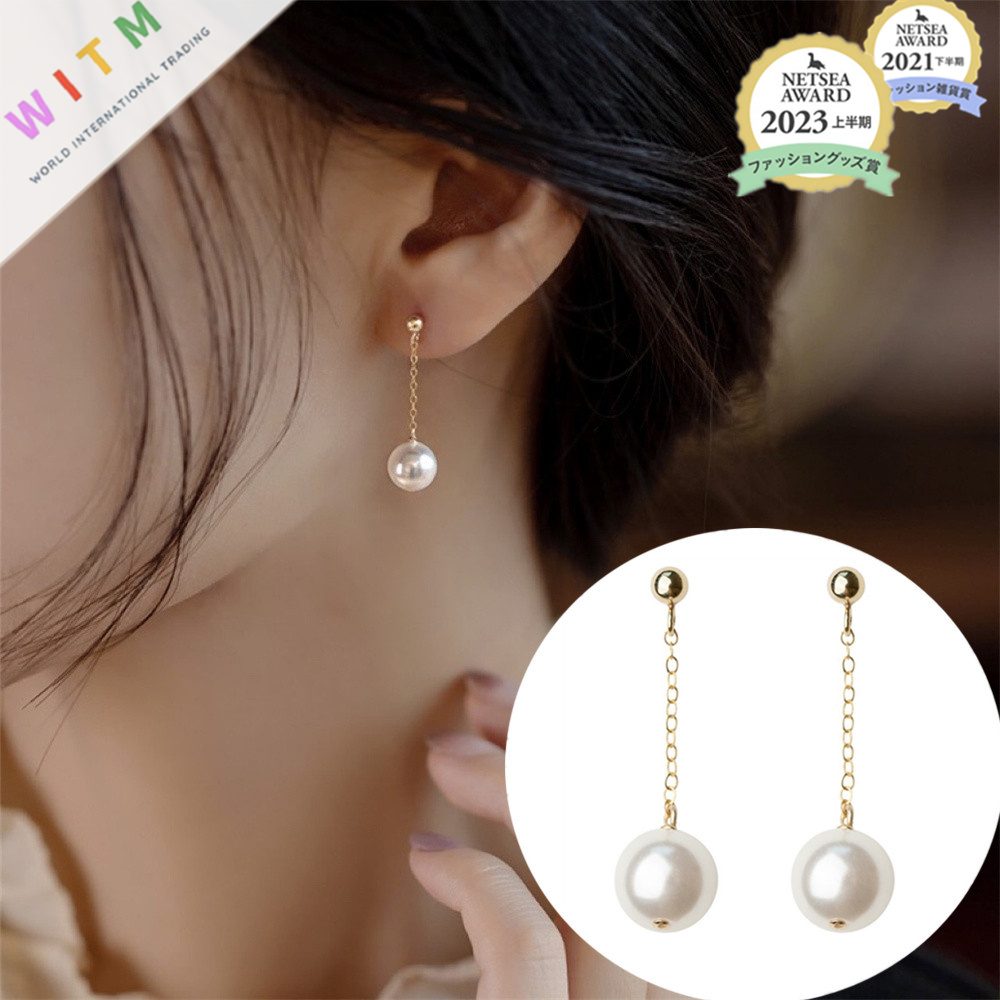パール ロングピアス タッセル アクセサリー 金属アレルギー対応 14Kコーティング レディース 揺れる