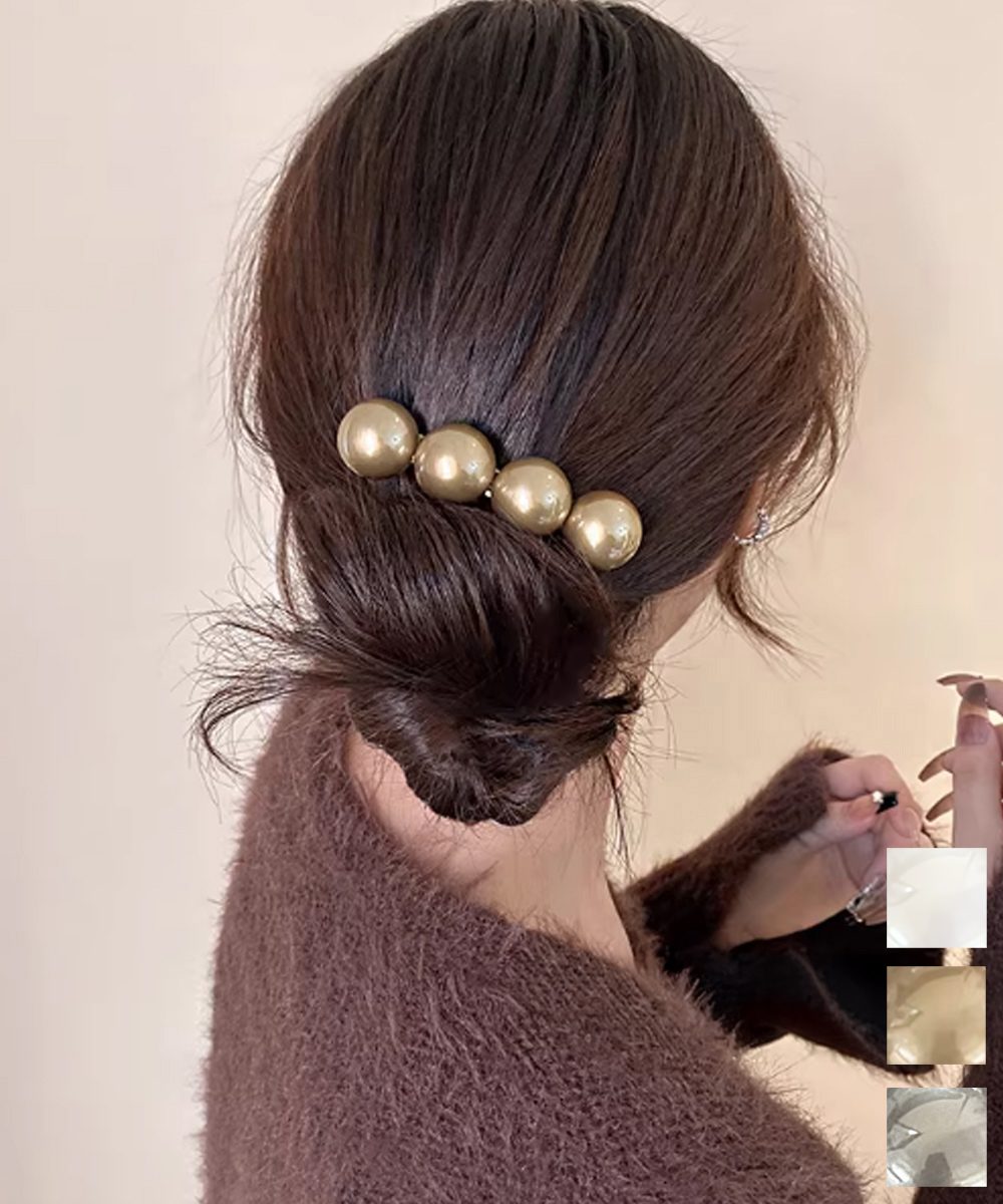 フェイクパール ヘアクリップ 大人可愛い