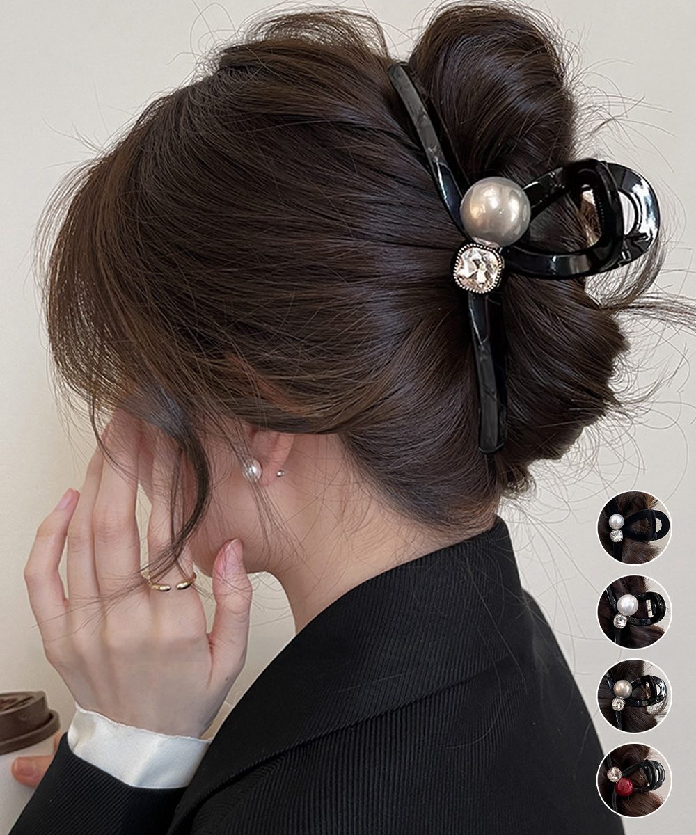 バンスクリップ ヘアクリップ パール
