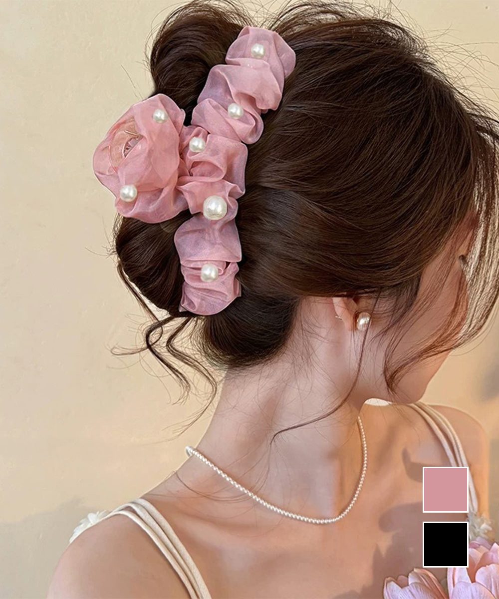 バンスクリップ ヘアクリップ パール