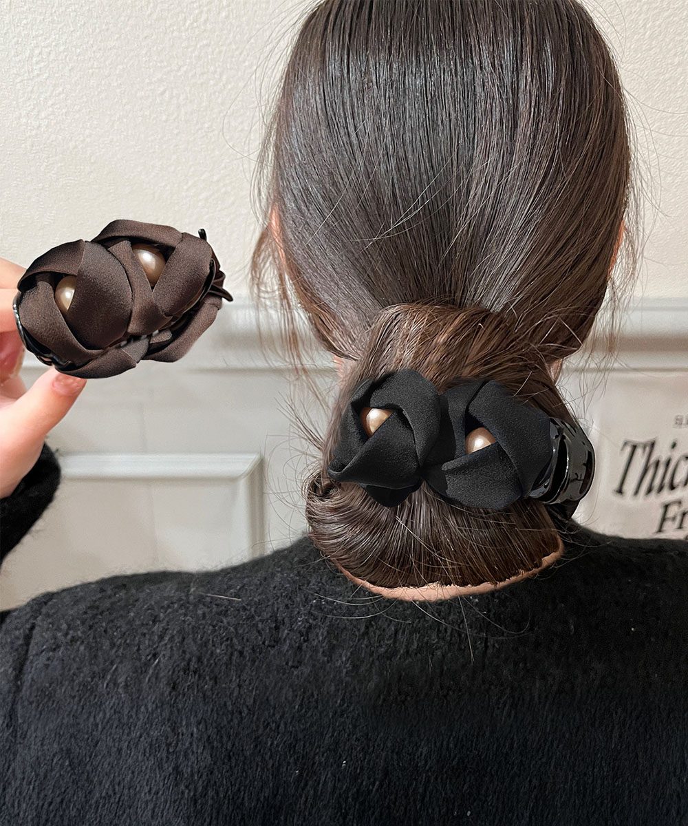 フラワーヘアバンスクリップ 簡単まとめ髪