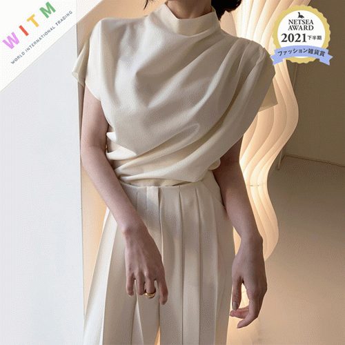 春夏新作 フリルトップス ワイドパンツ 2点セットアップ プリーツ 韓国風 レディース スタイリッシュ