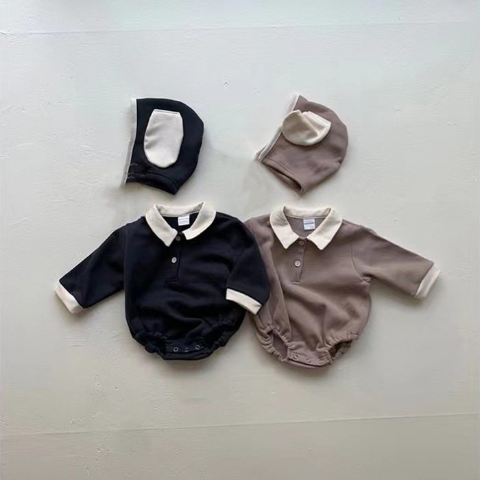 秋冬新作　ins風　ベビー服　肌着　裏起毛　ロンパース　無地　帽子付き　カバオール　キッズ服