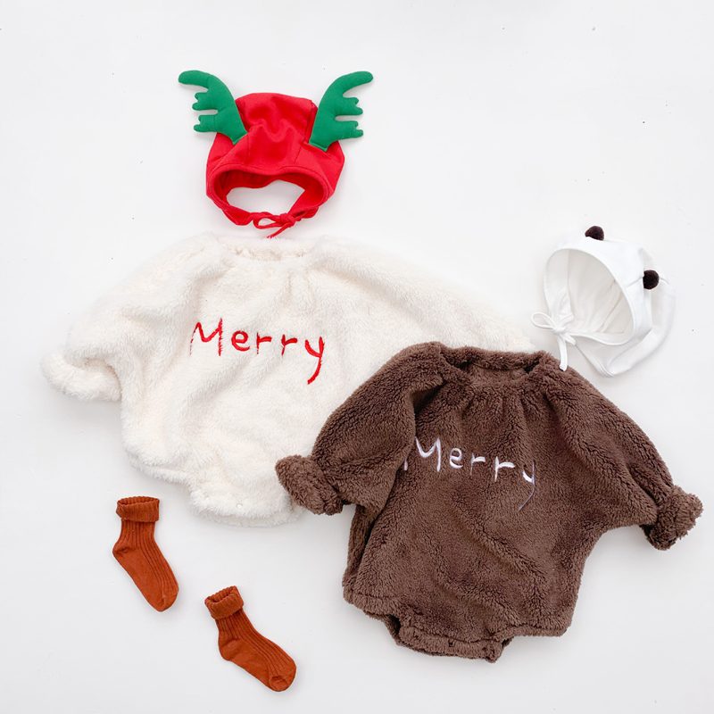 ins大人気　クリスマス　ベビー服　トナカイ　ロンパース　帽子付き　サンタ服　カバーオール
