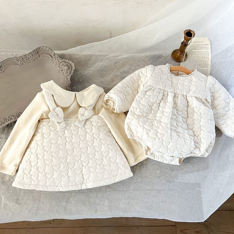 ins 新作　ベビー服　中綿入り　長袖　ロンパース　子供服　カバーオール　可愛い　厚手　66-100cm