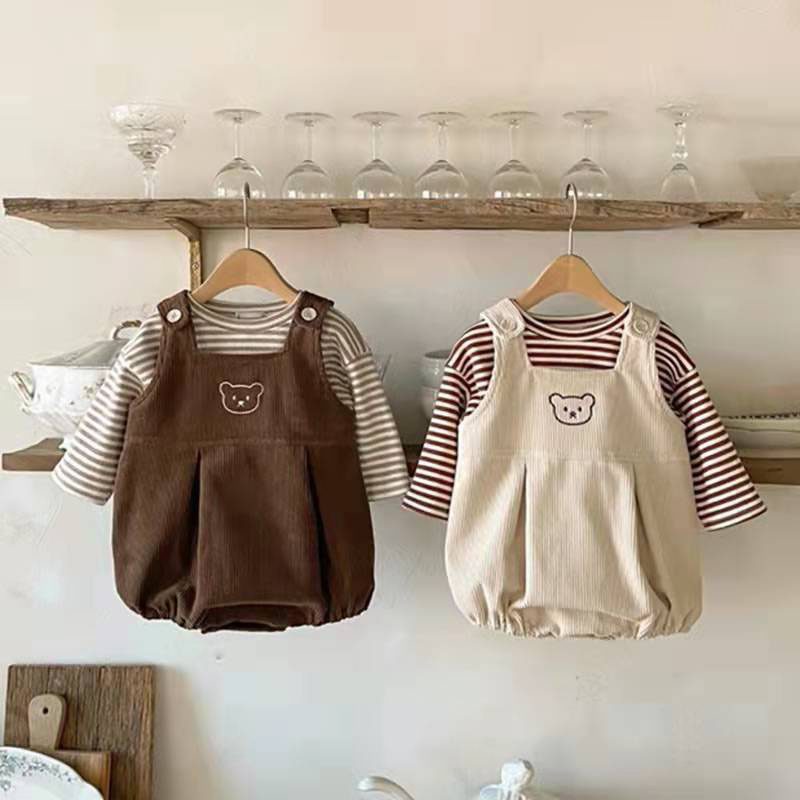 子供ロンパース Tシャツ オーバーオール 赤ちゃん 連体服 キッズ服 ベビー服 可愛い クマ柄
