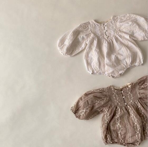 inスタイル　春秋　ベビー服　ロンパース　刺繍 パフスリーブ　キッズ服　子供服　長袖　可愛い