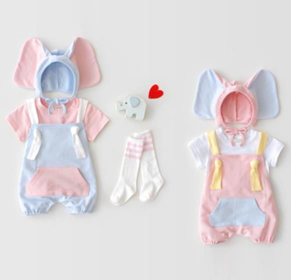 夏　ベビーロンパース　女の子　ベビー服　ボンネット付き　カバーオール　可愛い　おしゃれ　新生児