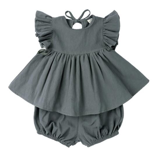 夏　子供服　女の子　セットアップ　トップス　パンツ　可愛い フラッタースリーブ　2点セット　柔らか