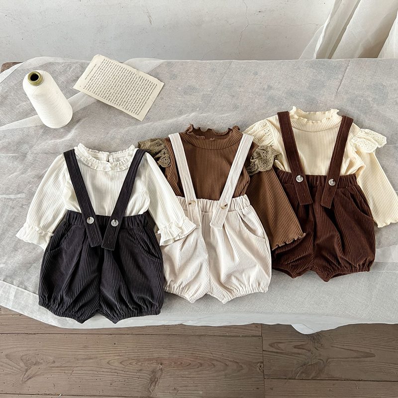 ins 新作　ins風　春秋　コーデュロイ　サロペットパンツ　ロングパンツ　選べる2タイプ　ベビー服　可愛い