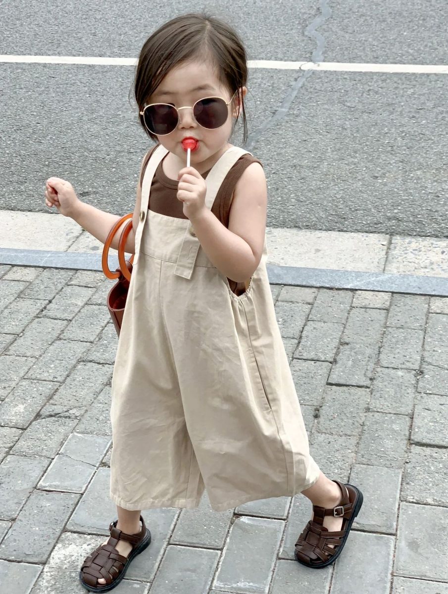 ins 秋新作　子供服　サロペットパンツ　ボトムス　無地　7分丈　男女兼用　キッズ服　オーバーオール