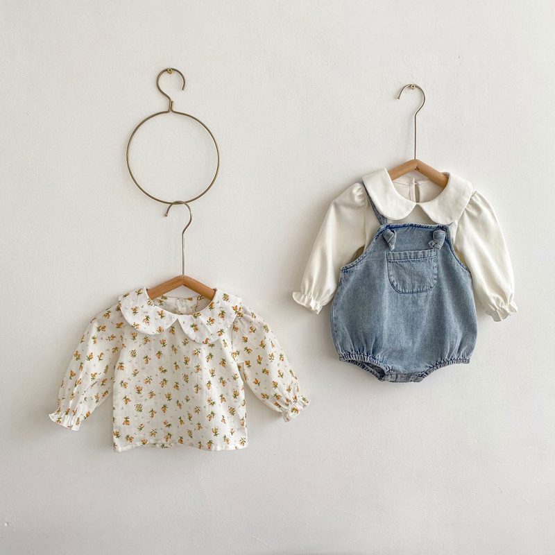 ins 秋新作 ベビー服 セットアップ ロンパース Tシャツ デニムサロペット キッズ服 可愛い