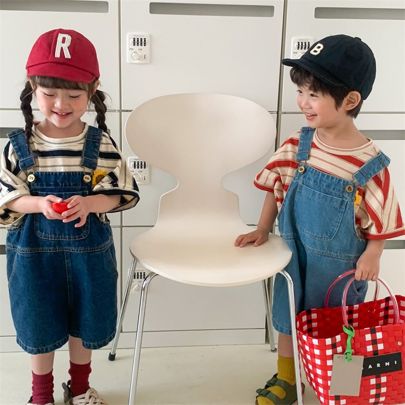 ins 夏新作　ベビー服　デニム　サロペットパンツ　ユニセックス　可愛い　ゆったり　子供服　カジュアル