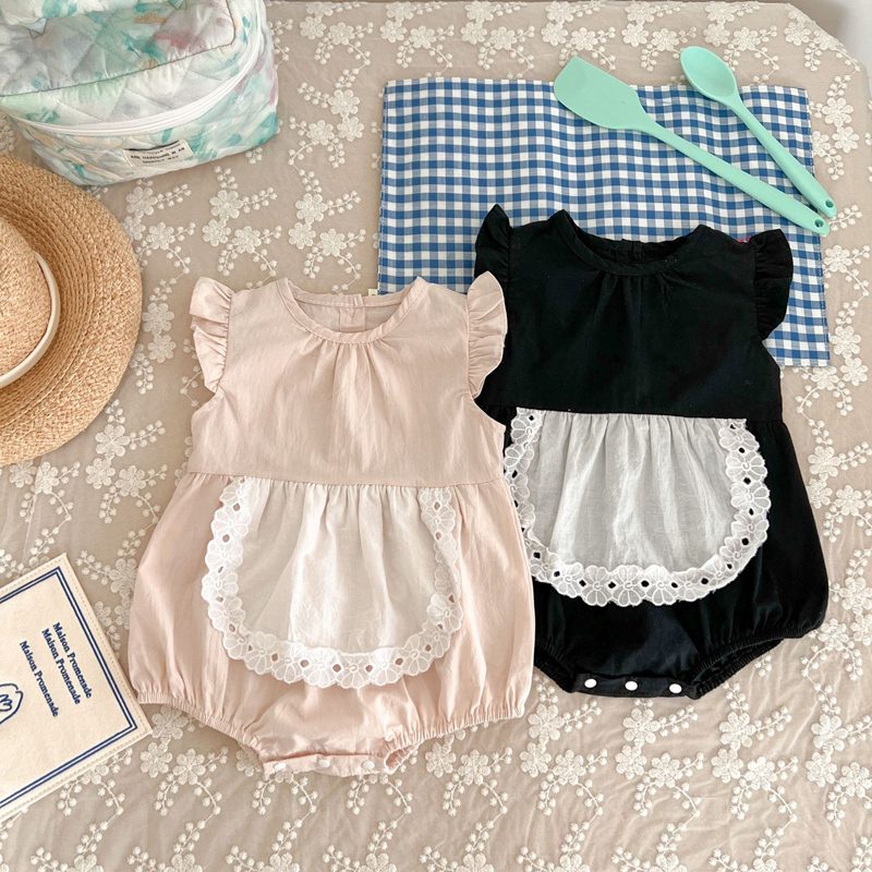ins 夏新作　ins　ベビー服　フラッタースリーブ　ロンパース　レース飾り　可愛い　カジュアル　おしゃれ