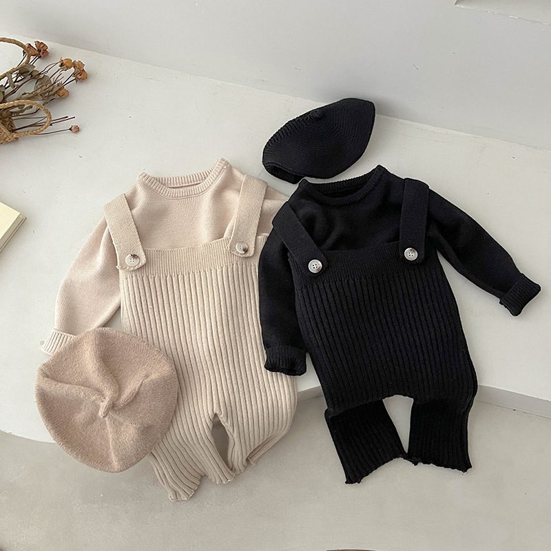 ins 秋新作　ベビー服　ニット　サロペット　オーバーオール　可愛い　子供服　無地　カジュアル　ボトムス