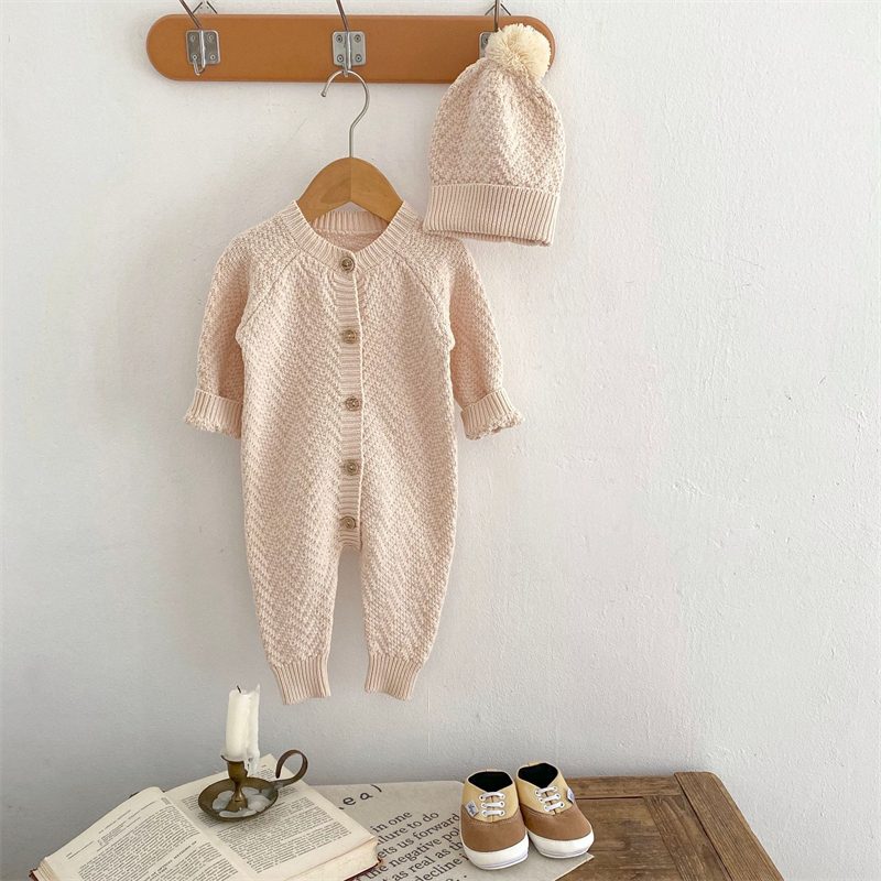 ins 秋新作　ベビー服　ニット　ロンパース　男の子　女の子　可愛い　カバーオール　セーター　前開き