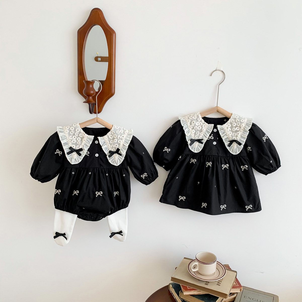 ins 秋新作　ベビー服　女の子　レース　ロンパース　ワンピース　選べる2タイプ　子供服　可愛い　刺繍