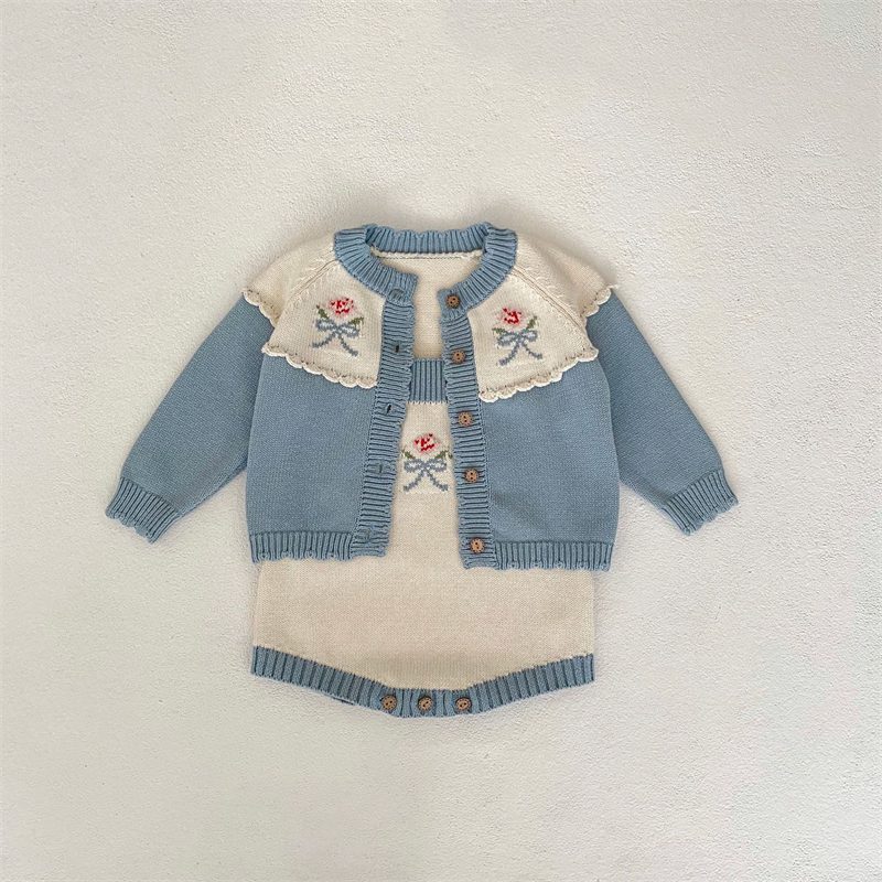 ins 秋新作　ベビー服　ニット　ロンパース　女の子　可愛い　子供服　セーター　カーディガン　おしゃれ