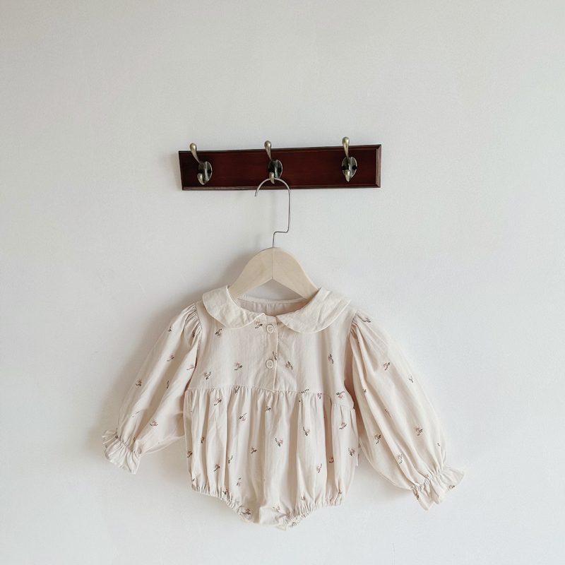 ins 秋新作　ベビー服　花柄　ピーターパン襟　ロンパース　女の子　カバーオール　可愛い　子供服