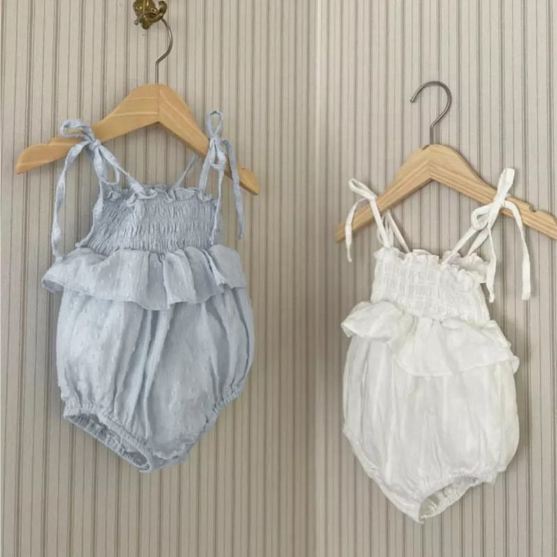 ins 夏新作　ベビー服　女の子　キャミソール　ロンパース　ジャカード　おしゃれ　子供服　可愛い　柔らか