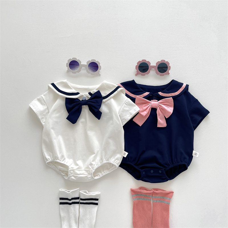ins 夏新作　ベビー服　ピーターパン襟　ロンパース　半袖　カバーオール　可愛い　子供服　おしゃれ
