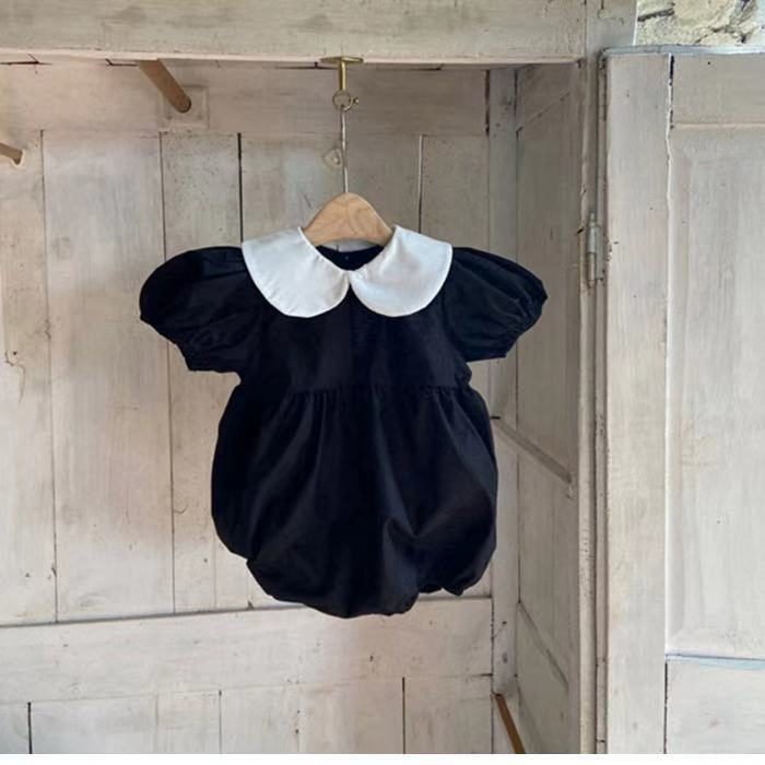 ins 夏新作　ベビー服　ピーターパン襟　半袖　ロンパース　女の子　可愛い　子供服　おしゃれ　新生児