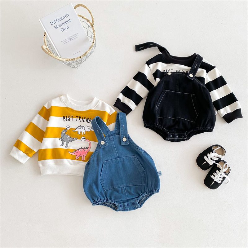 ins 秋新作　ベビー服　ロンパース　レトロ　デニム　カバーオール　子供服　可愛い　おしゃれ　新生児