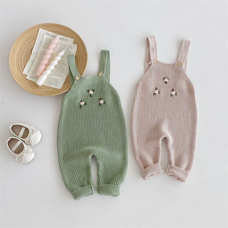 ins 秋新作　ベビー服　ニット　サロペット　刺繍　可愛い　オーバーオール　子供服　カジュアル　ズボン