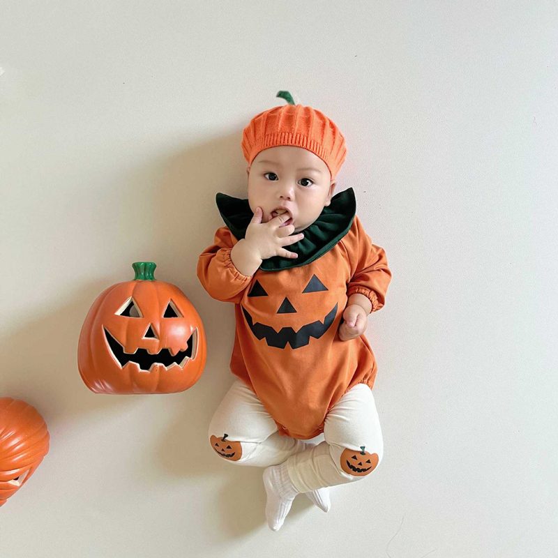 ins 新作　ベビー服　ハロウィン　衣装　子供　コスプレ　仮装　かぼちゃ　可愛い　ロンパース　パンプキン