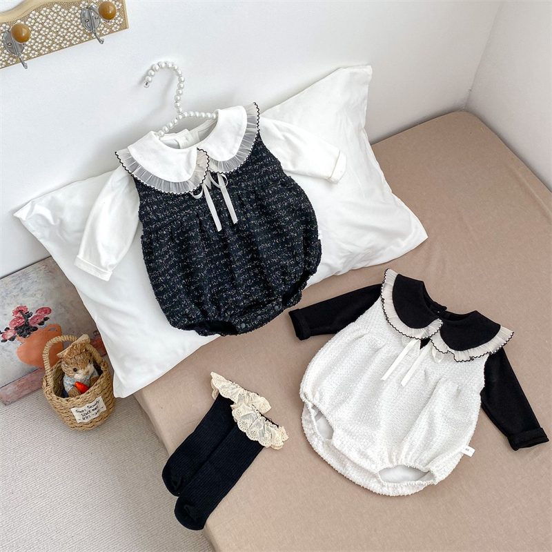 ins 秋新作　ベビー服　ノースリーブ　ロンパース　女の子　可愛い　柔らか　カバーオール　子供服　重ね着