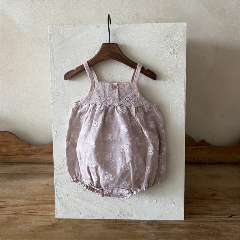 ins 夏新作 ベビー服 女の子 刺繍 花柄 キャミソール ロンパース おしゃれ 子供服 可愛い 新生児