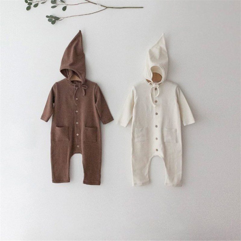 ins 秋新作　ベビー服　男女兼用　オールインワン　帽子付き　ロンパース　可愛い　新生児　子供服　2色