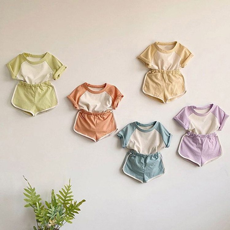 夏 ベビー服 カジュアル セットアップ 半袖Tシャツ ショートパンツ 男女兼用 2点セット 可愛い