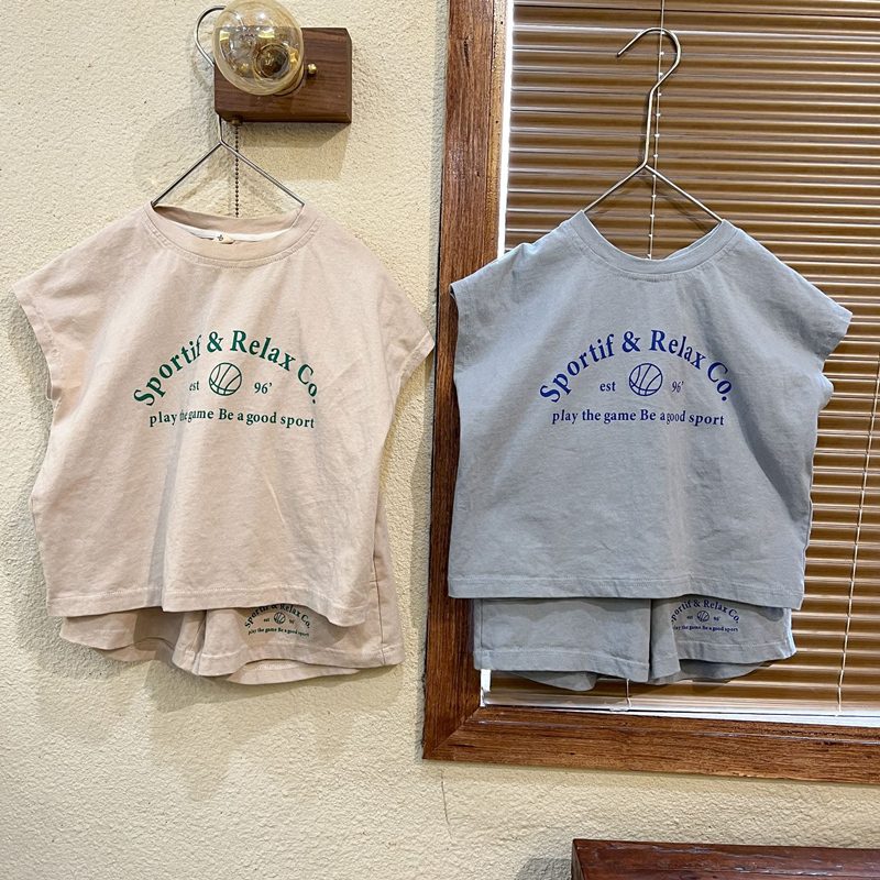 ins 夏新作　子供服　カジュアル　セットアップ　トップス　ショートパンツ　部屋着　綿100　2点セット