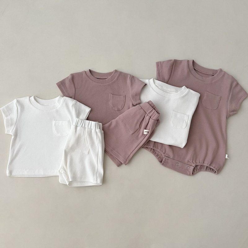 ins 夏新作　ins　ベビー服　部屋着　2点セット　無地　半袖　Tシャツ　ショートパンツ　子供服
