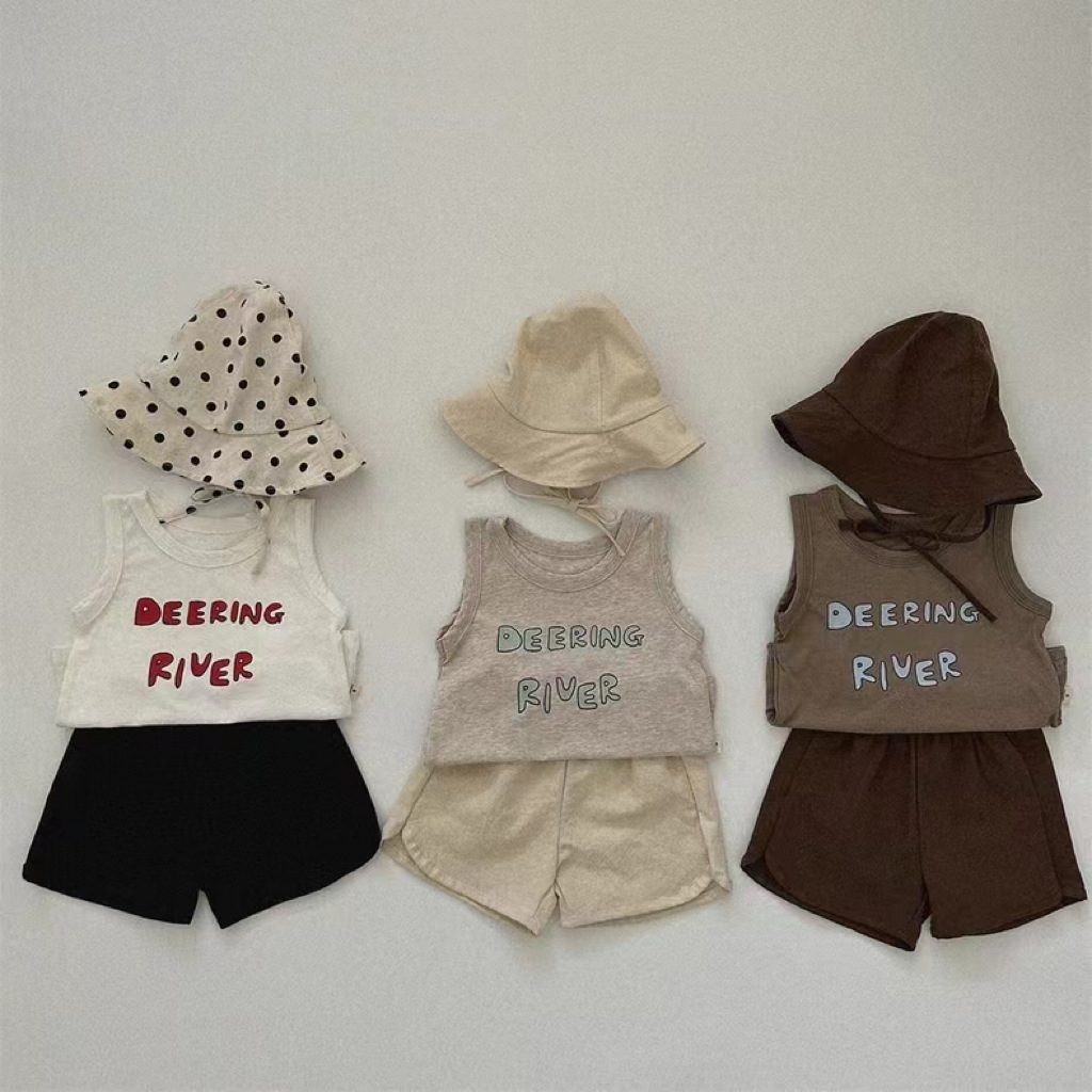 ins 夏新作 ベビー服 ベスト ショートパンツ セットアップ 英字 カジュア 柔らかい 肌着 子供服