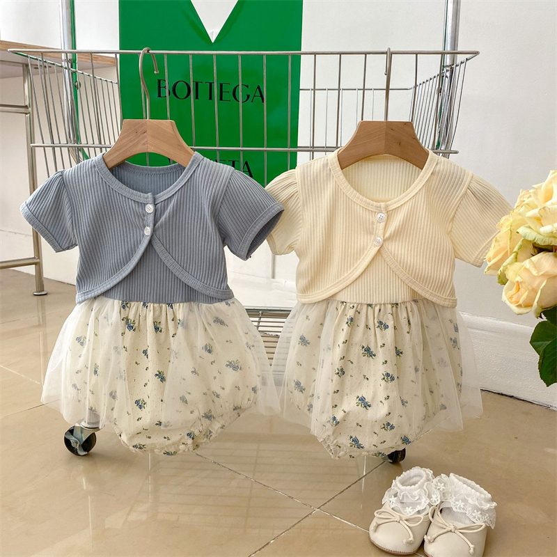 ins 夏新作　ins　ベビー服　カーディガン　ロンパース　重ね着　セットアップ　可愛い　おしゃれ
