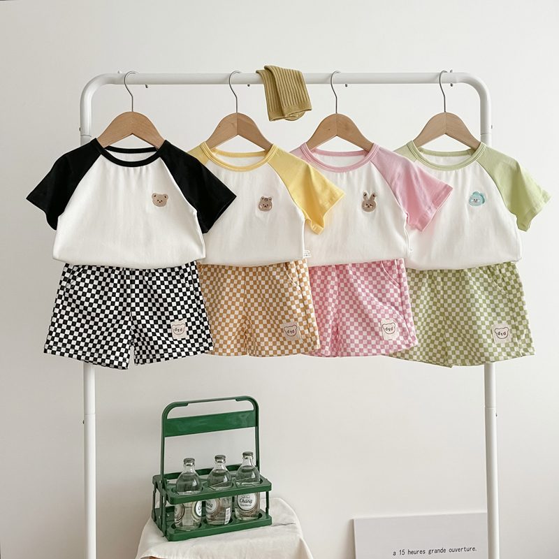 ins 夏新作 子供服 刺繍 動物柄 セットアップ 半袖Tシャツ ショートパンツ カジュアル 男女兼用