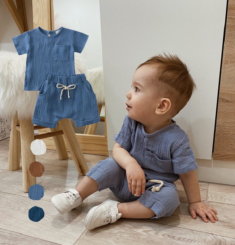 ins 夏新作　ベビー服　半袖Tシャツ　ショートパンツ　セットアップ　カジュアル　涼しげ　無地　快適