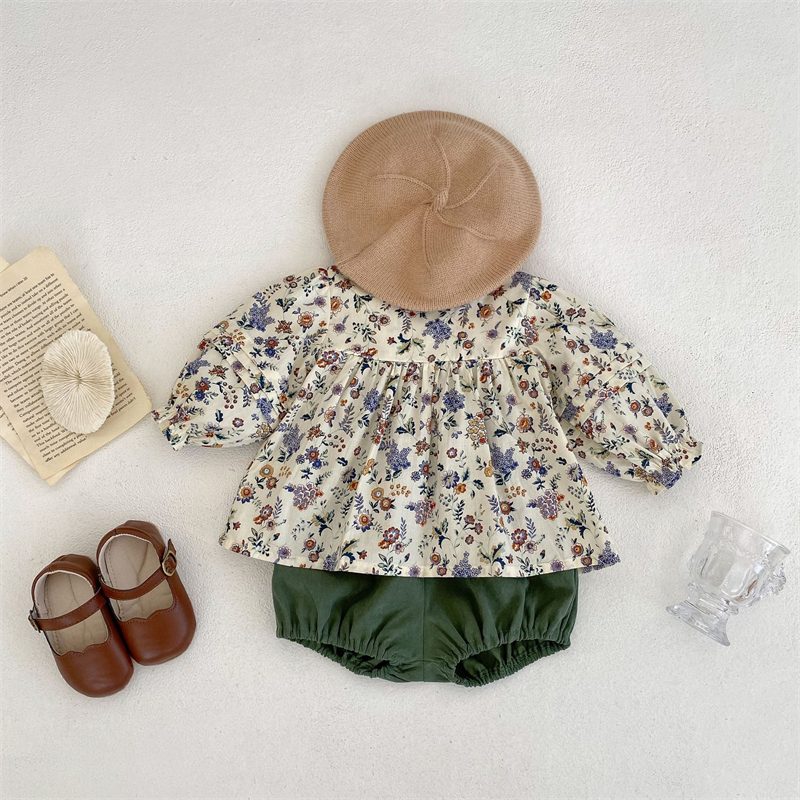 ins 秋新作　ベビー服　女の子　花柄　セットアップ　トップス　ブルマー　可愛い　おしゃれ　子供服