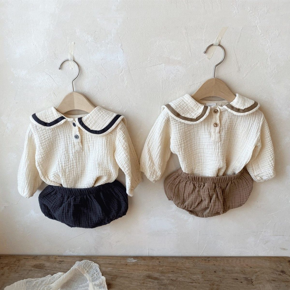 ins 秋新作　ベビー服　しわしわ　セットアップ　シャツ　ブルマー　柔らかい　女の子　男の子　子供服